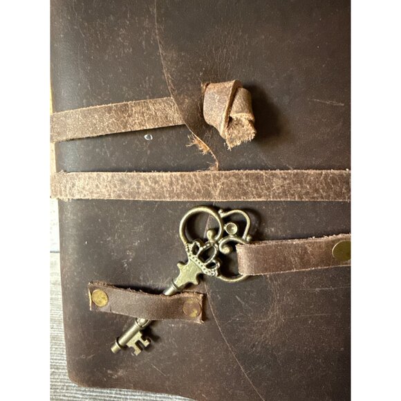 Tuzech Handcrafted Vintage Look Leather Journal Key Closure Rustic Edged  Paper - Picture 6 of 13